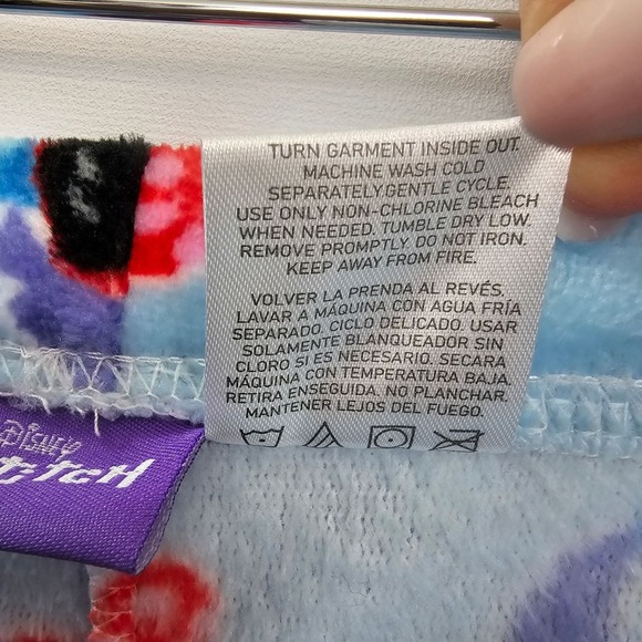 Disney Stitch Fleece Lounge Pajama Pants XL Blue Comfy Hearts Valentines Day NEW - Picture 5 of 10